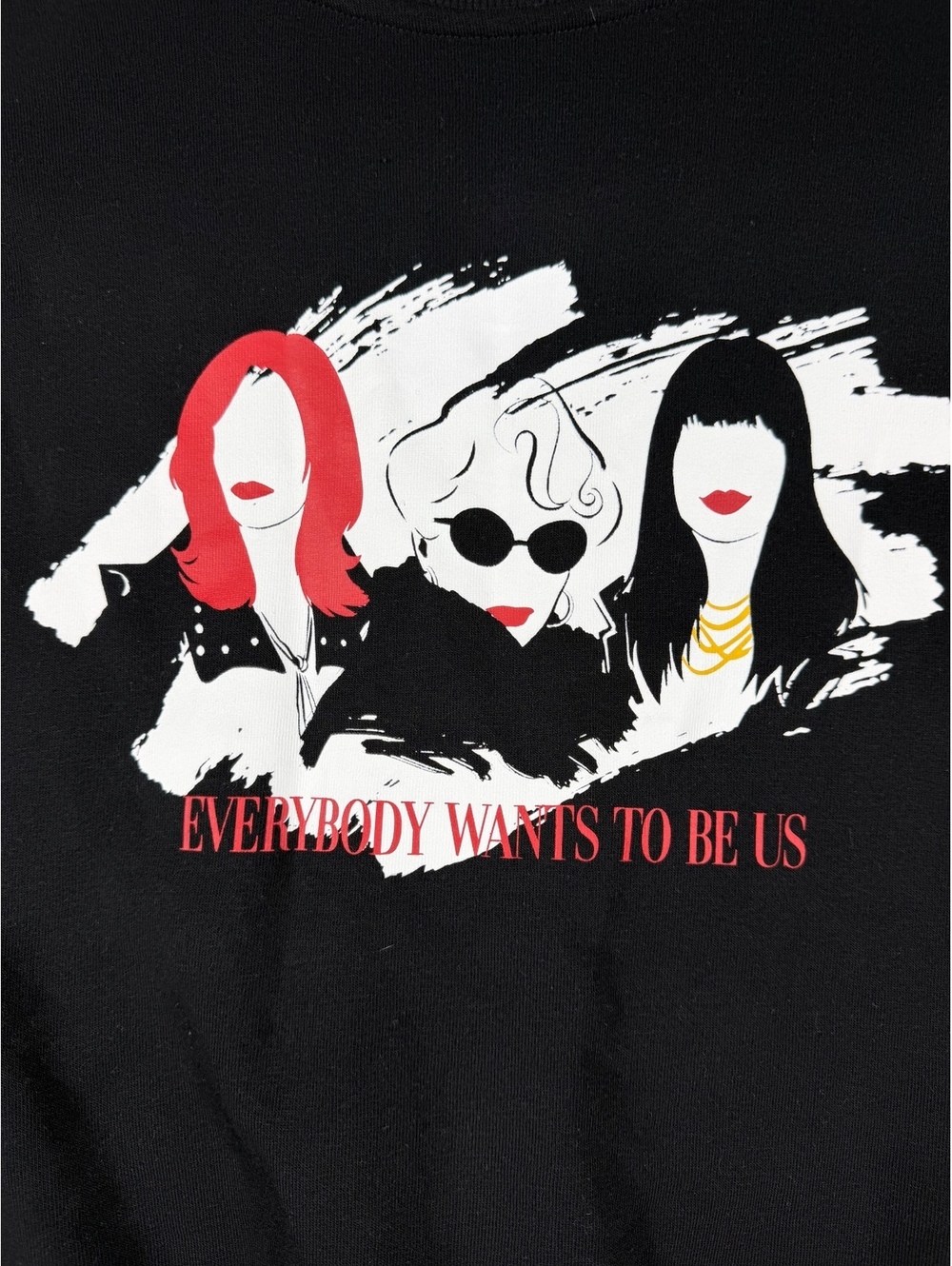 The Devil Wears Prada XS Black Graphic Snap-Front Sweatshirt with Red Heel Embro